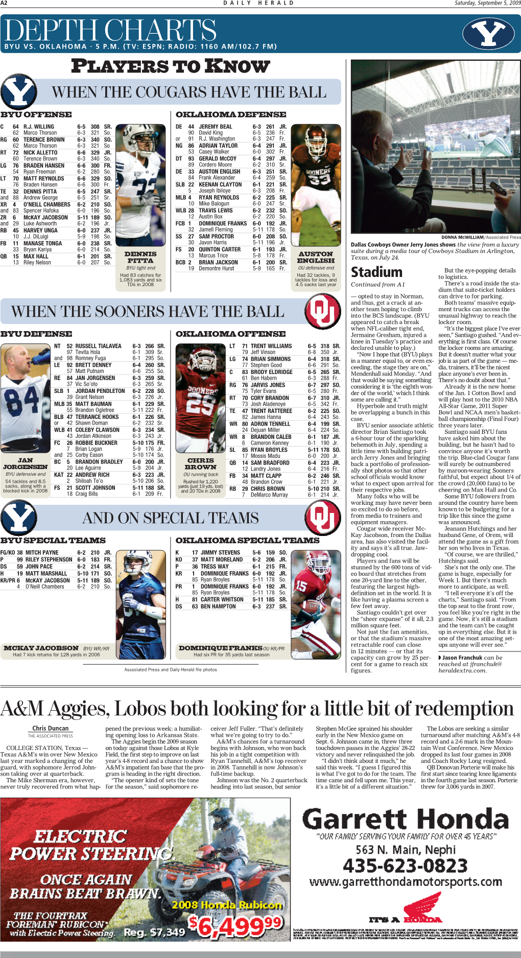 Depth Charts Byu Vs