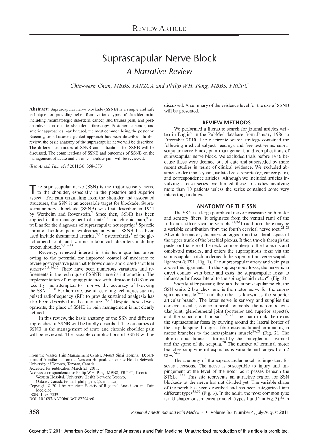 Suprascapular Nerve Block a Narrative Review