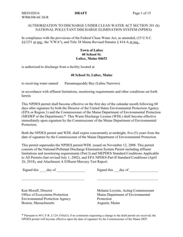 Town of Lubec Wastewater Treatment Facility, ME0102016, Draft Permit