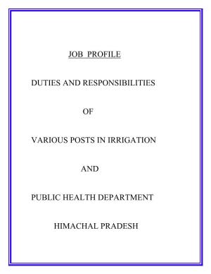 Job Profile Duties and Responsibilities of Various
