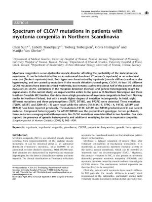Spectrum of CLCN1 Mutations in Patients with Myotonia Congenita in Northern Scandinavia