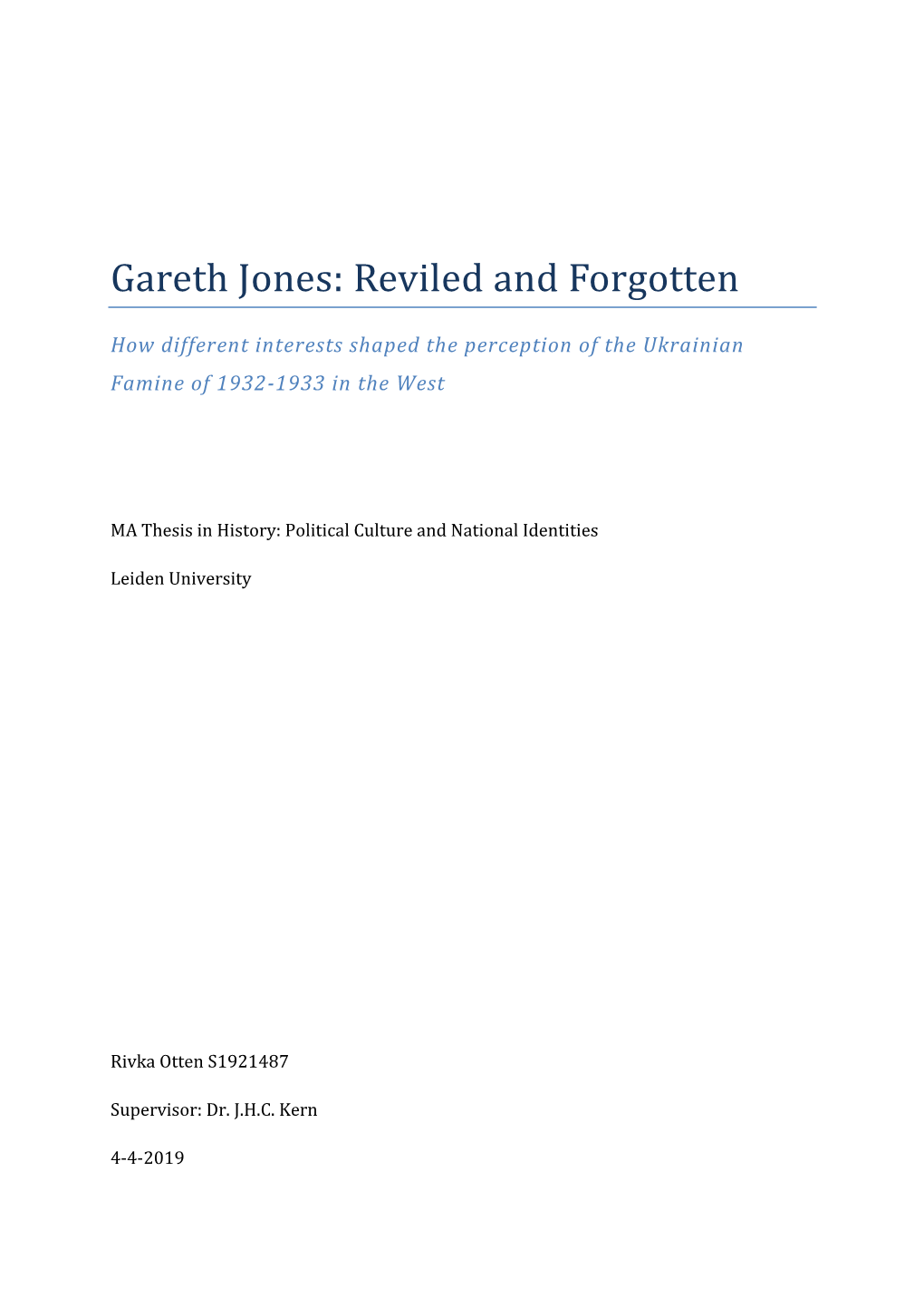 Gareth Jones: Reviled and Forgotten