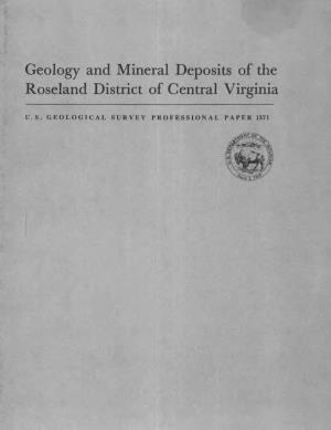 Geology and Mineral Deposits of the Roseland District of Central Virginia