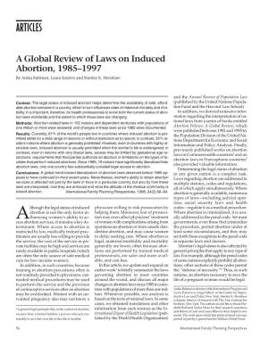 A Global Review of Laws on Induced Abortion, 1985–1997 by Anika Rahman, Laura Katzive and Stanley K
