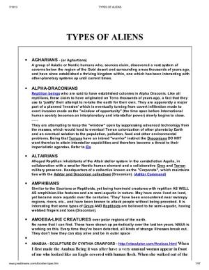 Types of Aliens