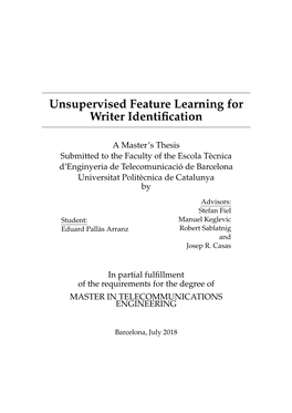 Unsupervised Feature Learning for Writer Identification