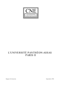 Rapport D'évaluation De L'université Panthéon-Assas