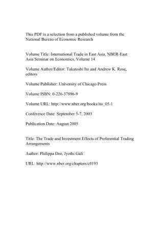 The Trade and Investment Effects of Preferential Trading Arrangements