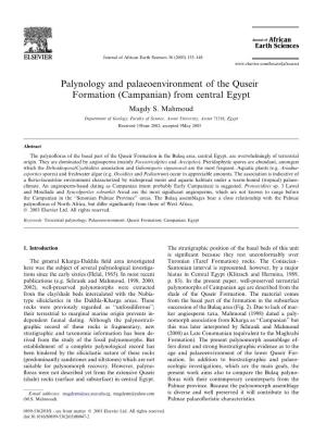 Palynology and Palaeoenvironment of the Quseir Formation (Campanian) from Central Egypt Magdy S