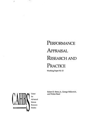 PERFORMANCE APPRAISAL Research