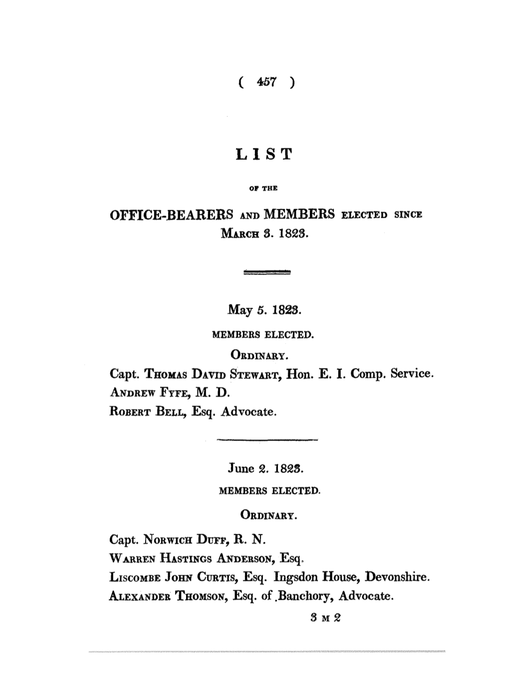 OFFICE-BEARERS and MEMBERS ELECTED SINCE May 5. 1823