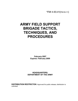 Army Field Support Brigade Tactics, Techniques, and Procedures