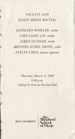 BRINTON AVERIL SMITH, Cello EVELYN CHEN, Piano (Guest)