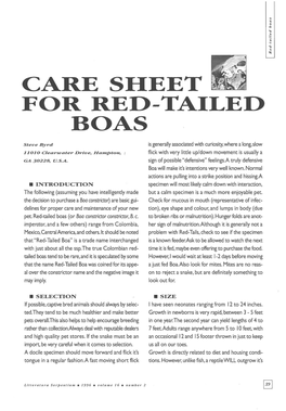 Care Sheet for Red-Tailed Boas