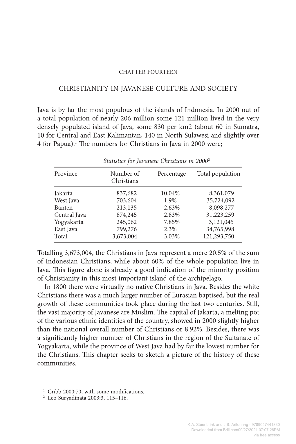 Christianity in Javanese Culture and Society