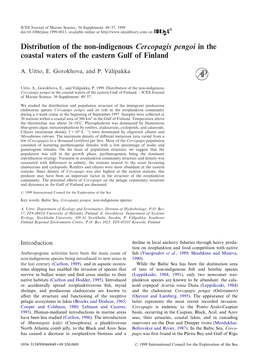 Distribution of the Non-Indigenous Cercopagis Pengoi in the Coastal Waters of the Eastern Gulf of Finland
