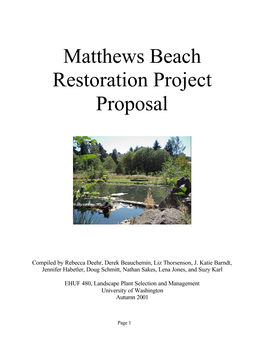 Matthews Beach Restoration Project Proposal