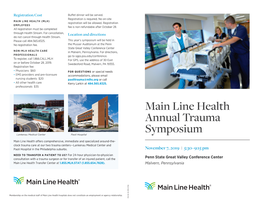 Main Line Health Annual Trauma Symposium Lankenau Medical Center Paoli Hospital