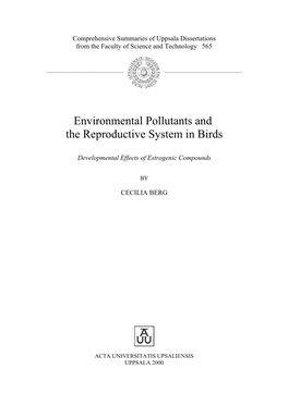 Environmental Pollutants and the Reproductive System in Birds