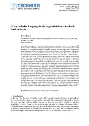 Using Inclusive Language in the Applied-Science Academic Environments
