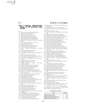 54 Part 7—Special Regulations, Areas Of