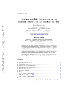 Semiparametric Estimation in the Normal Variance-Mean Mixture Model∗