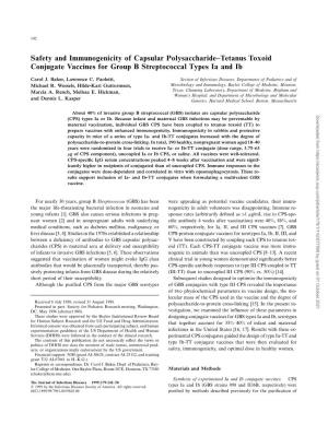 Safety and Immunogenicity of Capsular Polysaccharide–Tetanus Toxoid Conjugate Vaccines for Group B Streptococcal Types Ia and Ib