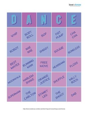Dance Move Bingo