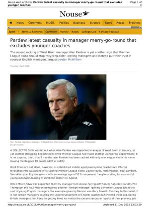 Pardew Latest Casualty in Manager Merry-Go-Round That Excludes Page 1 of Younger Coaches 3