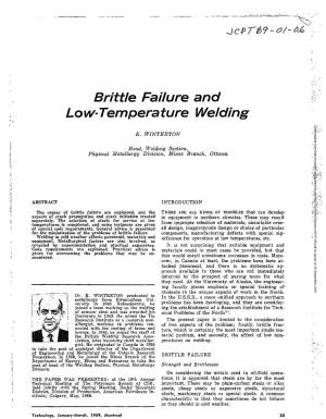 Brittle Failure and Low-Temperature Welding