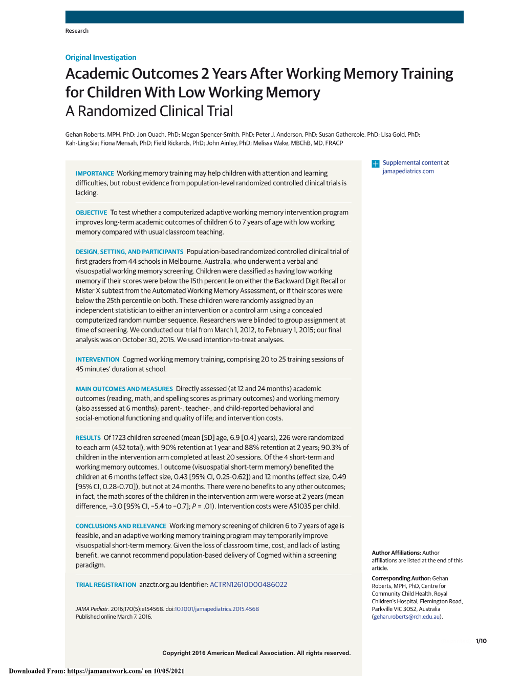 A Randomized Clinical Trial