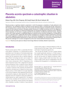 Placenta Accreta Spectrum-A Catastrophic Situation in Obstetrics