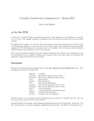 Compiler Construction Assignment 3 – Spring 2018