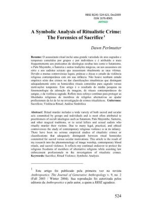 A Symbolic Analysis of Ritualistic Crime: the Forensics of Sacrifice 1