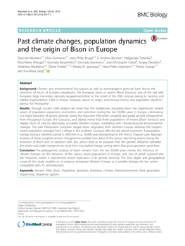 Past Climate Changes, Population Dynamics and the Origin of Bison in Europe Diyendo Massilani1†, Silvia Guimaraes1†, Jean-Philip Brugal2,3, E