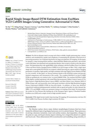 Rapid Single Image-Based DTM Estimation from Exomars TGO Cassis Images Using Generative Adversarial U-Nets