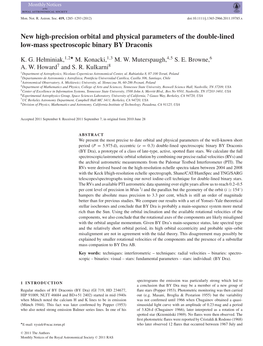 New Highprecision Orbital and Physical Parameters of the Doublelined Lowmass Spectroscopic Binary by Draconis