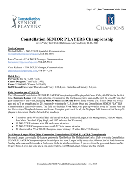 Constellation SENIOR PLAYERS Championship Caves Valley Golf Club | Baltimore, Maryland | July 11-16, 2017