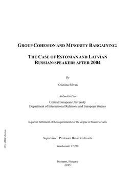 Group Cohesion and Minority Bargaining: the Case Of