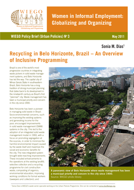 Recycling in Belo Horizonte, Brazil – an Overview of Inclusive Programming