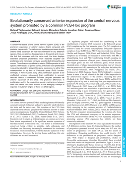 Evolutionarily Conserved Anterior Expansion of the Central Nervous System Promoted by a Common Pcg-Hox Program