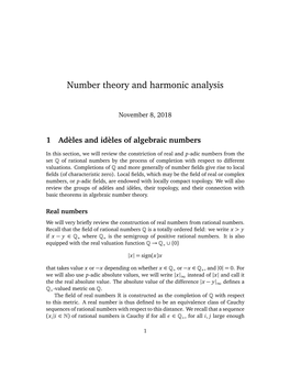 Number Theory and Harmonic Analysis