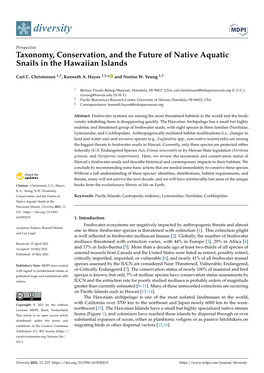 Taxonomy, Conservation, and the Future of Native Aquatic Snails in the Hawaiian Islands