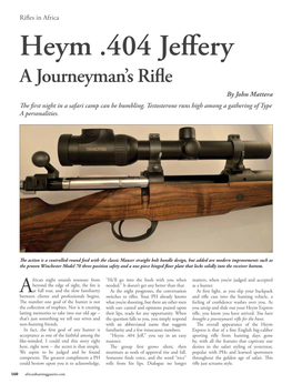 Heym .404 Jeffery a Journeyman’S Rifle by John Mattera the First Night in a Safari Camp Can Be Humbling