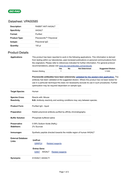 Datasheet: VPA00585 Product Details