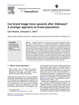 A Strategic Approach to Brand Placements