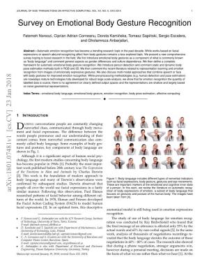 Survey on Emotional Body Gesture Recognition