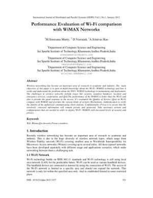 Performance Evaluation of Wi-Fi Comparison with Wimax Networks