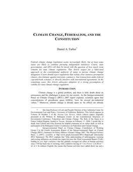 Climate Change, Federalism, and the Constitution