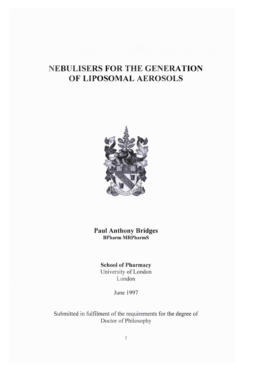 Nebulisers for the Generation of Liposomal Aerosols